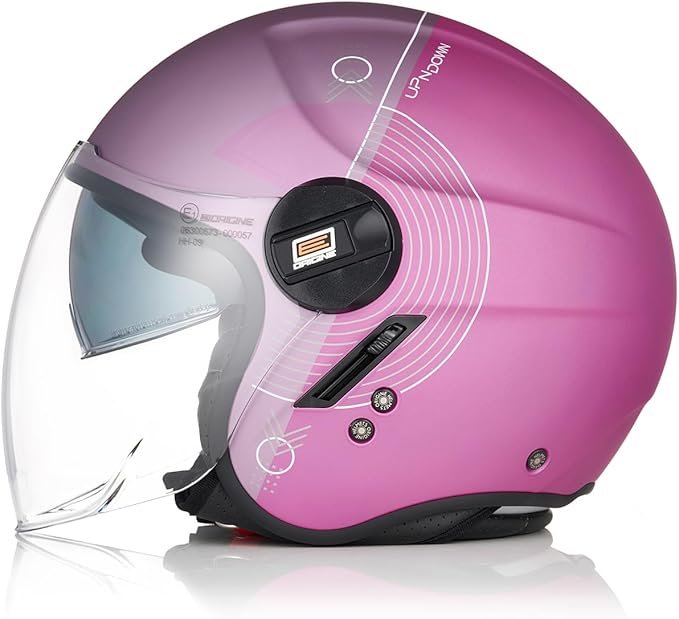 Casco Moto Scooter Demi-Jet Doppia Visiera Origine ALPHA UPNDOWN PURPLE MATT - immagine 5