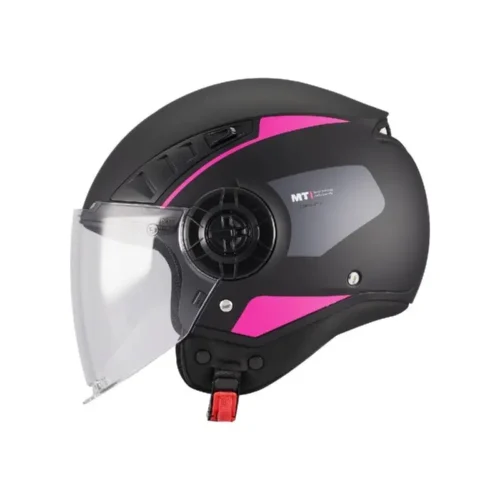 Casco Moto Scooter Jet Mt Helmets Aeris Demure B8 Matt | Nero Rosa Fluo Opaco