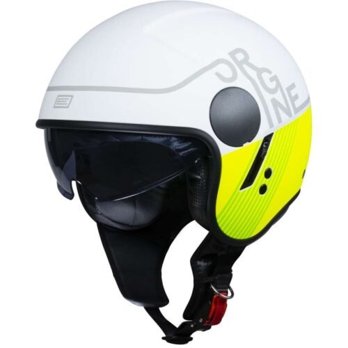 Casco Moto Scooter Jet Origine SIERRA Snatch Bianco Opaco Giallo Fluo