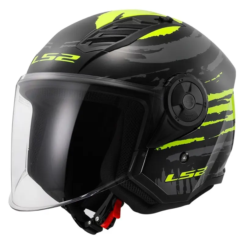 Casco Scooter Jet LS2 OF616 Airflow 2 Brush H-V Nero Giallo