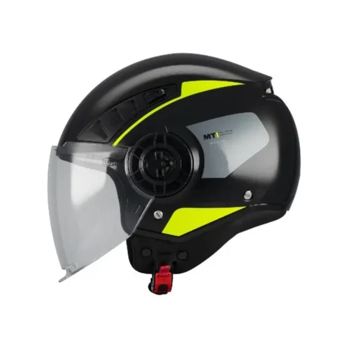 Casco Moto Scooter Jet Mt Helmets Aeris Demure B3 Gloss | Nero Giallo Fluo Lucido