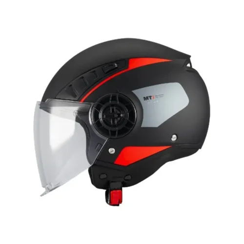 Casco Moto Scooter Jet Mt Helmets Aeris Demure B5 Matt | Nero Rosso Opaco