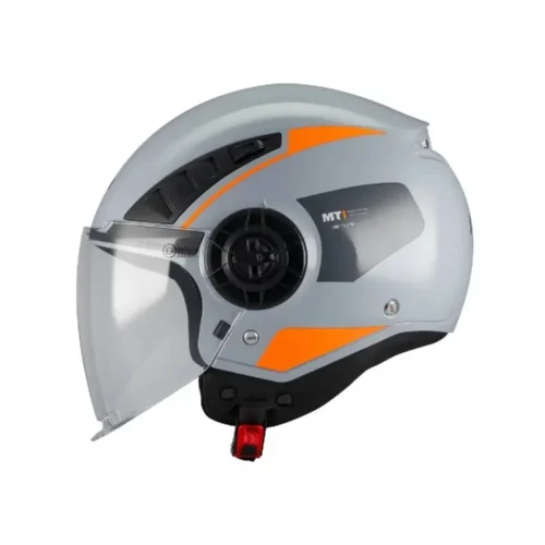 Casco Moto Scooter Jet Mt Helmets Aeris Demure C4 Gloss | Grigio Arancione Lucido