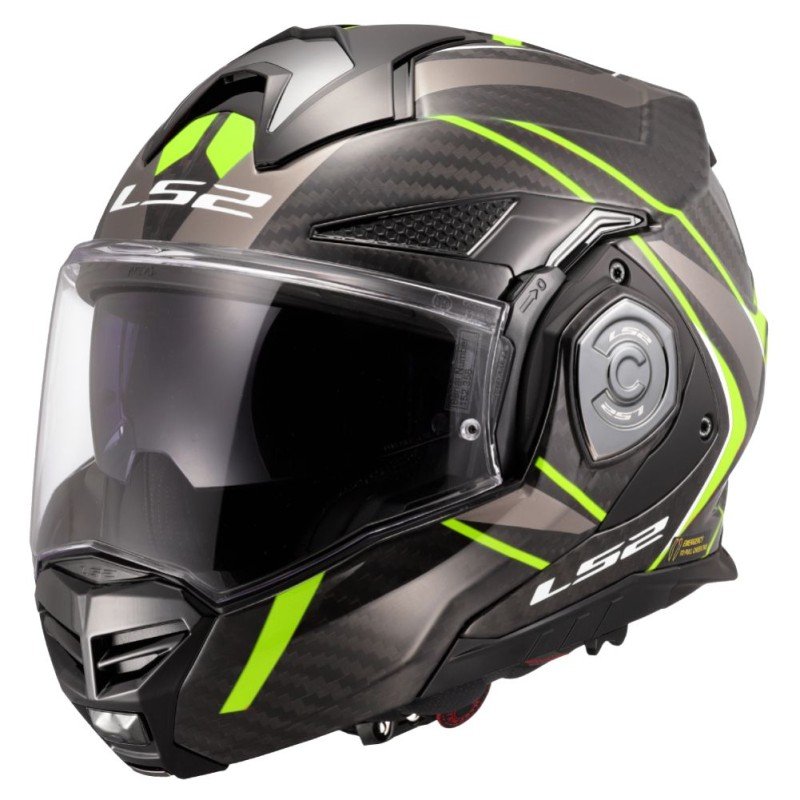 Casco Moto Modulare 180° in Carbonio Ls2 FF901 Advant X C FUTURE 2 Giallo Fluo - immagine 2