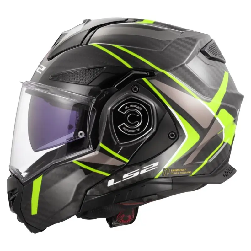 Casco Moto Modulare 180° in Carbonio Ls2 FF901 Advant X C FUTURE 2 Giallo Fluo - immagine 3