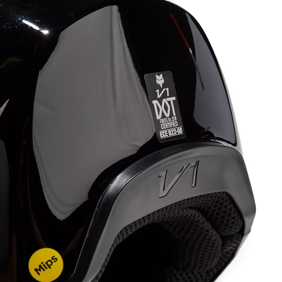 Casco Moto Cross Enduro Fox V1 Solid Black | Nero Lucido - immagine 9