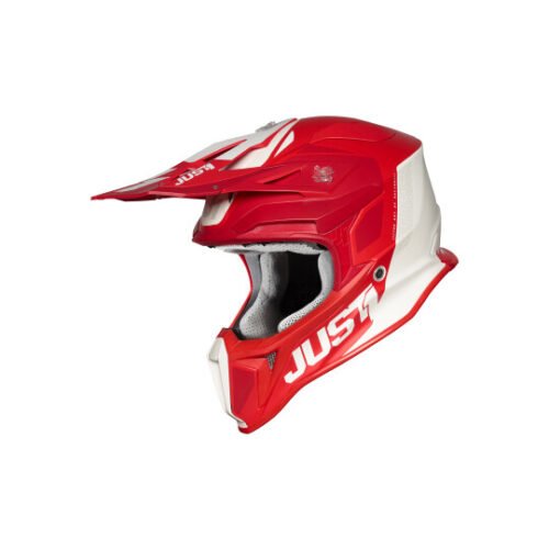 Casco Moto Cross Enduro JUST1 J18 + MIPS PULSAR Bianco Rosso Opaco