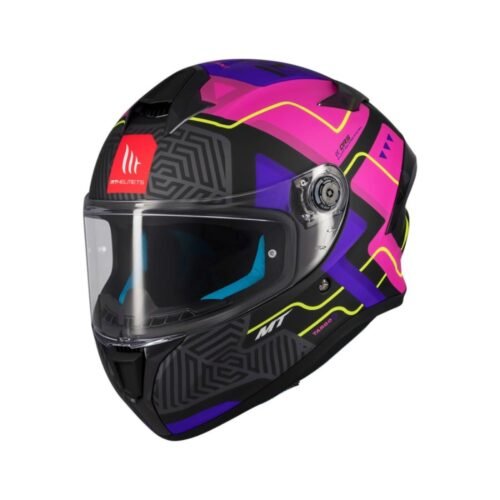 Casco Moto Integrale Mt Helmets TARGO S BRIK C8 Viola Rosa Nero Giallo Opaco