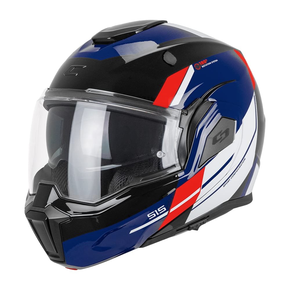 Casco Moto Modulare Reversibile Cgm 515G VERSO SPORT Nero Blu Rosso Fluo Lucido - immagine 5