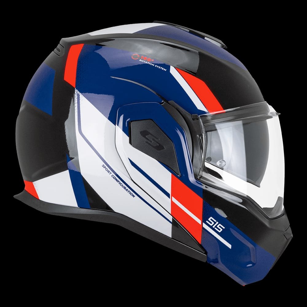 Casco Moto Modulare Reversibile Cgm 515G VERSO SPORT Nero Blu Rosso Fluo Lucido - immagine 2