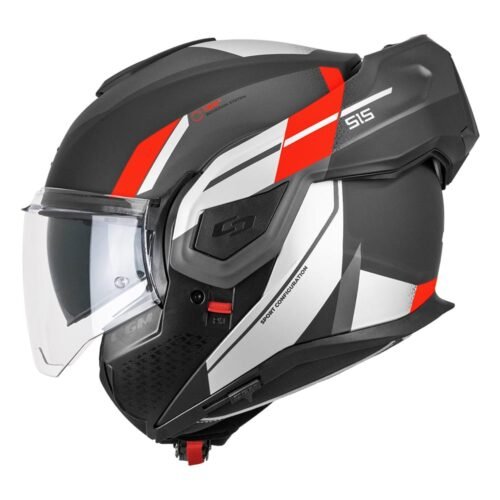 Casco Moto Modulare Reversibile Cgm 515G VERSO SPORT Nero Rosso fluo opaco