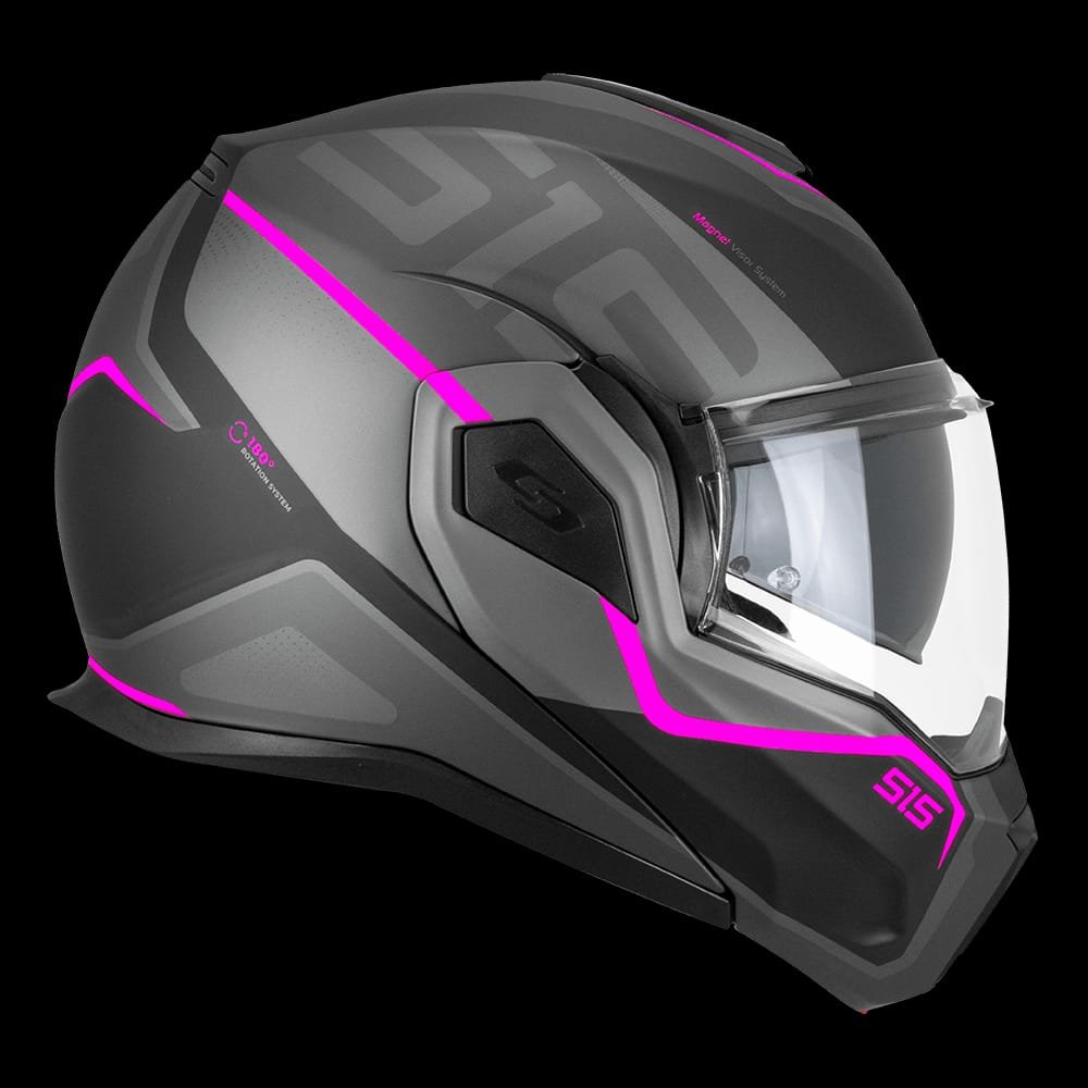 Casco Moto Modulare Reversibile Cgm 515S VERSO RACE Nero Fucsia Fluo Opaco - immagine 5