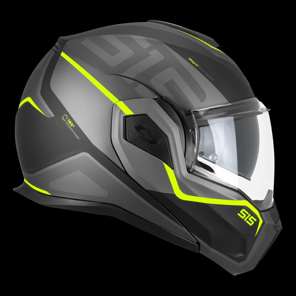 Casco Moto Modulare Reversibile Cgm 515S VERSO RACE Nero Giallo fluo opaco - immagine 2