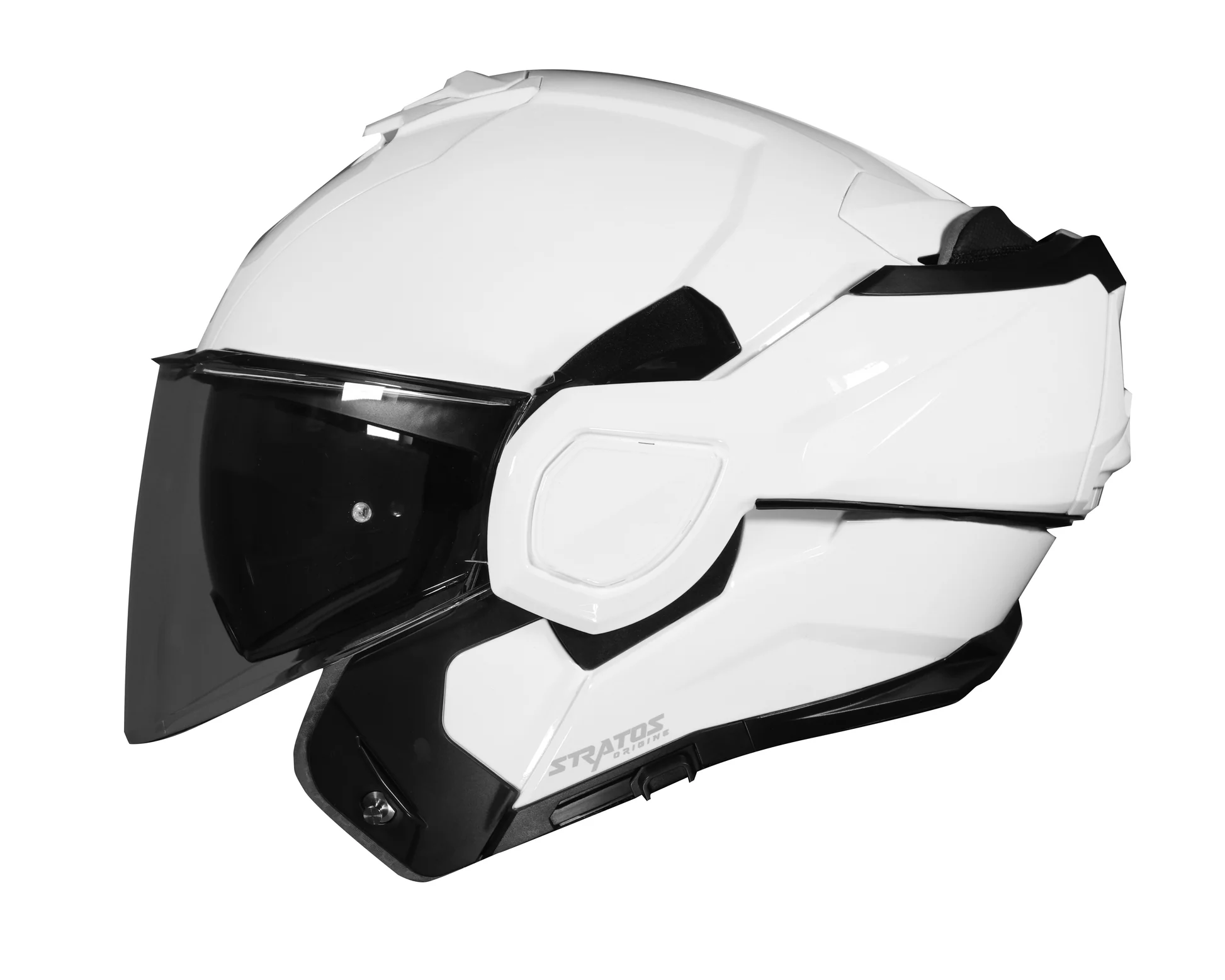 Casco Moto Modulare Reversibile Origine STRATOS Solid Bianco Lucido