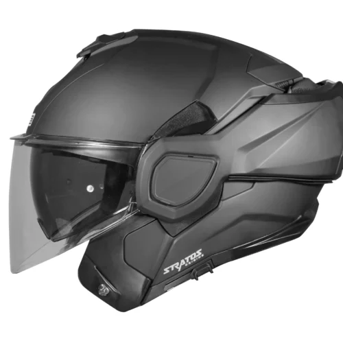 Casco Moto Modulare Reversibile Origine STRATOS Solid Nero Opaco