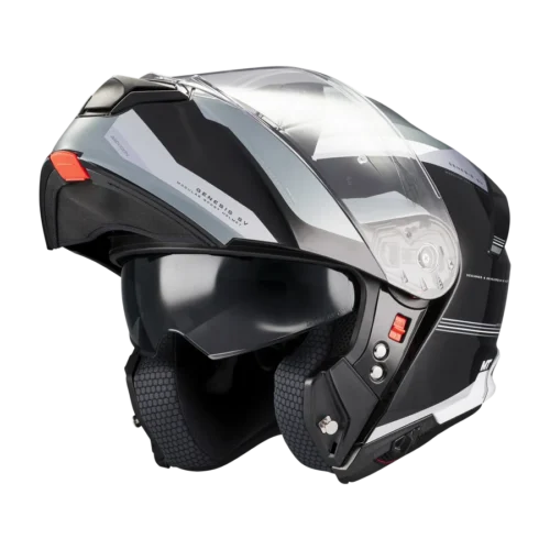 Casco Moto Scooter Modulare Mt Helmets GENESIS SV RACCOON B12 Grigio Nero Lucido