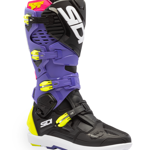 Stivali Moto Cross Sidi Crossfire 3 SRS Viola/Nero/Giallo Fluo