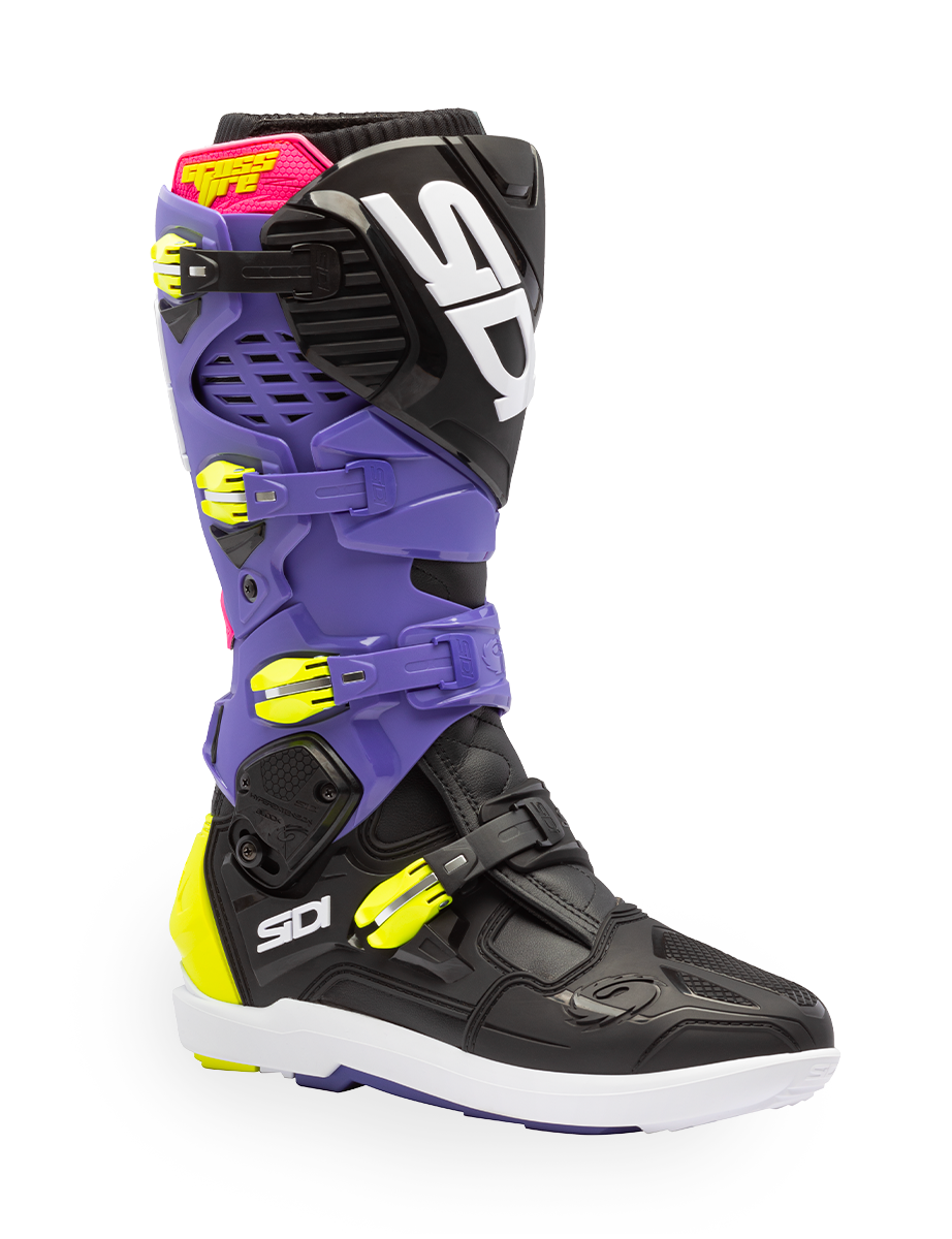 Stivali Moto Cross Sidi Crossfire 3 SRS Viola/Nero/Giallo Fluo
