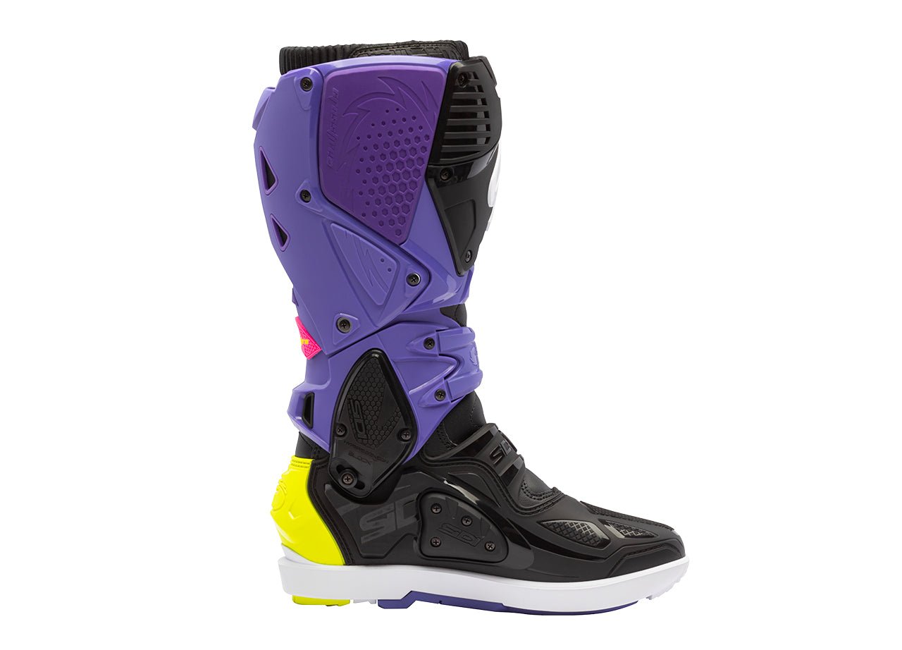 Stivali Moto Cross Sidi Crossfire 3 SRS Viola/Nero/Giallo Fluo - immagine 2