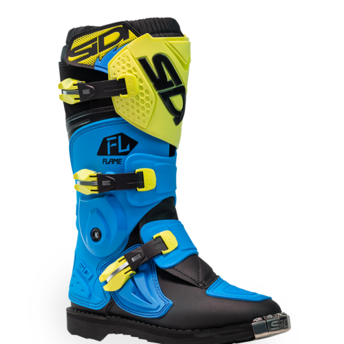 Stivali Moto Cross Bambino Sidi Flame Azzurro/Lime/Nero