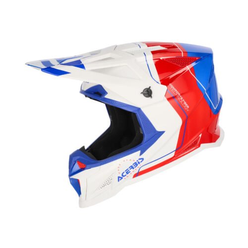 Casco Moto Cross Acerbis T711 Bianco/Blu/Rosso