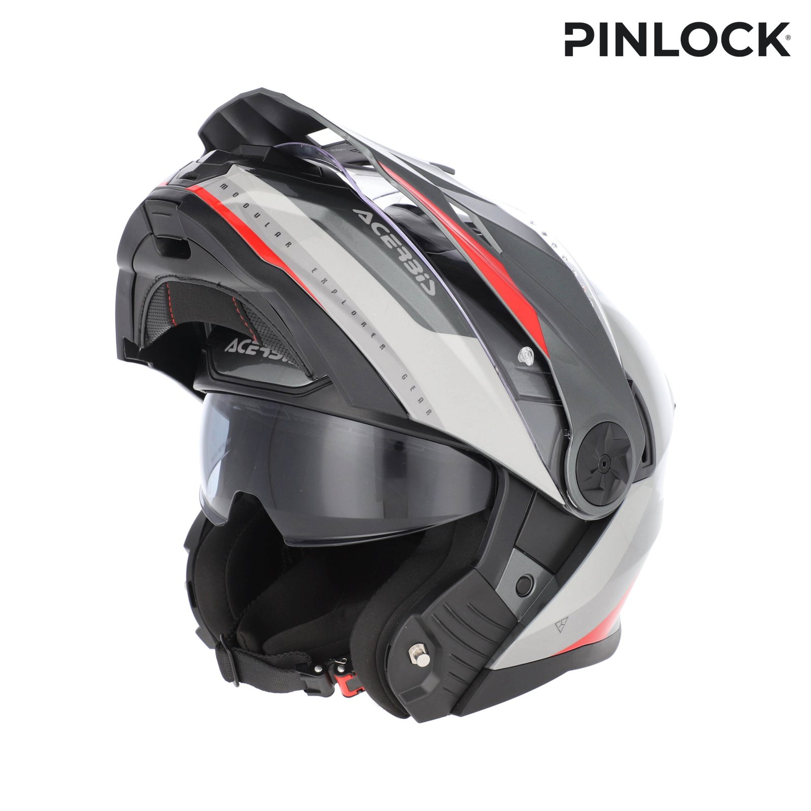 Casco Moto Modulare Acerbis Rider Grigio/Rosso - immagine 2