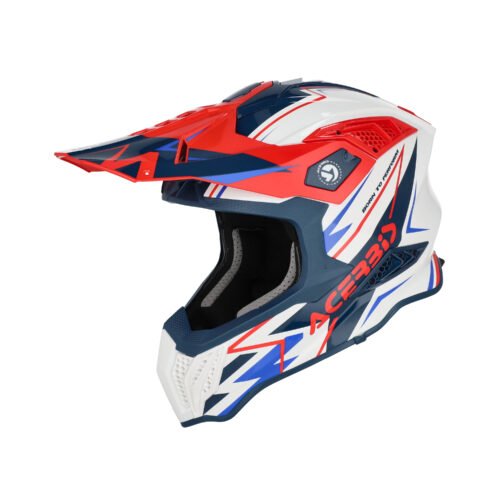Casco Moto Cross Acerbis Airstrike-X Bianco/Blu/Rosso