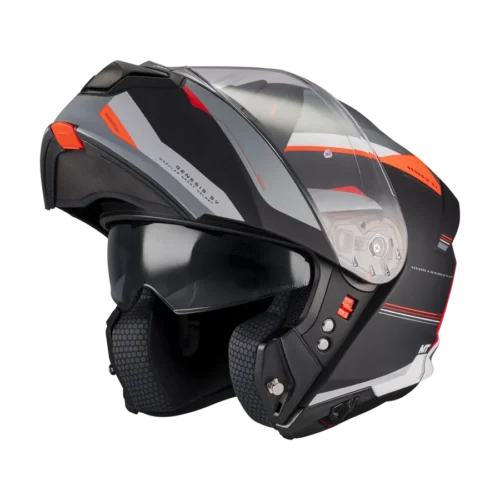 Casco Moto Scooter Modulare Mt Helmets GENESIS SV RACCOON B5 Grigio Nero Rosso Opaco