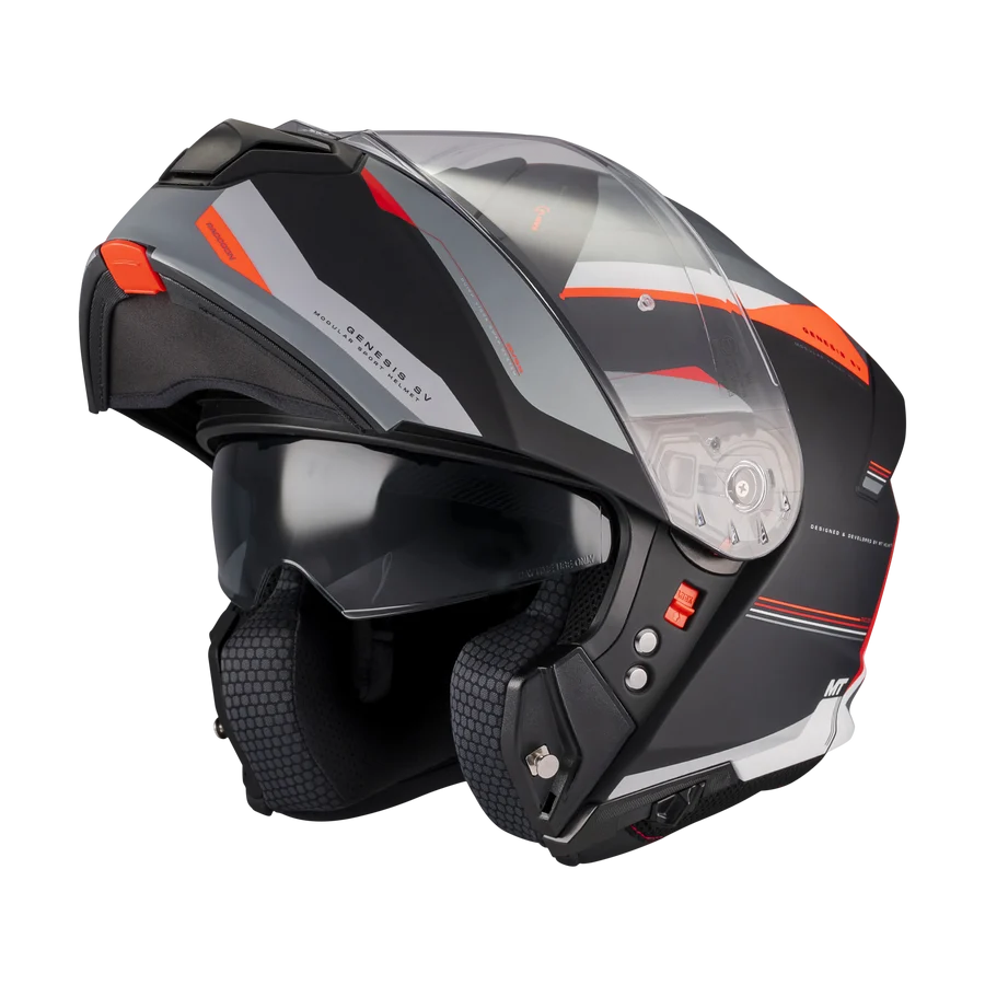 Casco Moto Scooter Modulare Mt Helmets GENESIS SV RACCOON B5 Grigio Nero Rosso Opaco