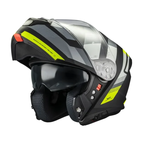 Casco Moto Scooter Modulare Mt Helmets GENESIS SV SRTOKE B13 Grigio Nero Giallo Fluo Opaco