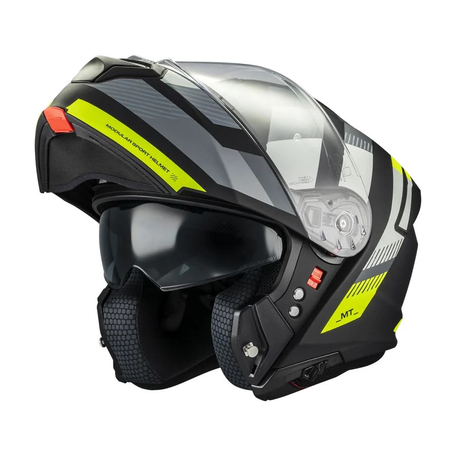 Casco Moto Scooter Modulare Mt Helmets GENESIS SV SRTOKE B13 Grigio Nero Giallo Fluo Opaco