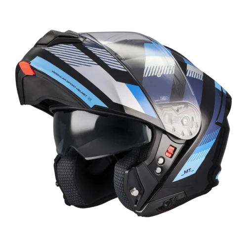 Casco Moto Scooter Modulare Mt Helmets GENESIS SV SRTOKE B13 Grigio Nero Blu Lucido