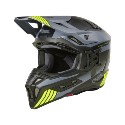 Casco Moto Cross O'Neal EX-SRS Hitch Nero/Grigio/Giallo Fluo