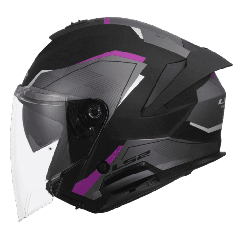 Casco Moto Jet LS2 Verso II Air Nero/Viola