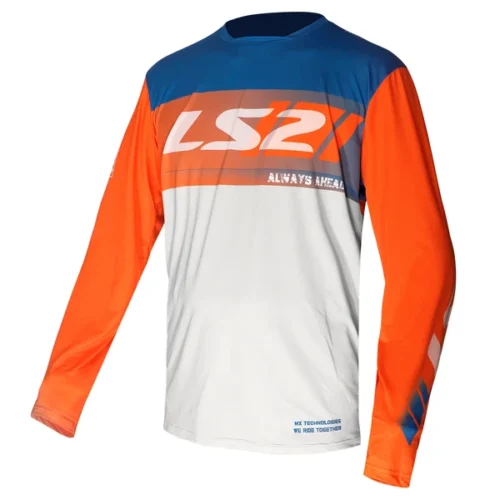 Completo Moto Cross LS2 Gravel Arancione/Blu/Grigio