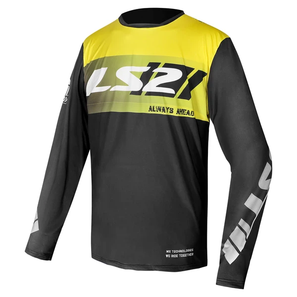 Maglia Moto Cross LS2 Gravel Nero/Giallo Fluo