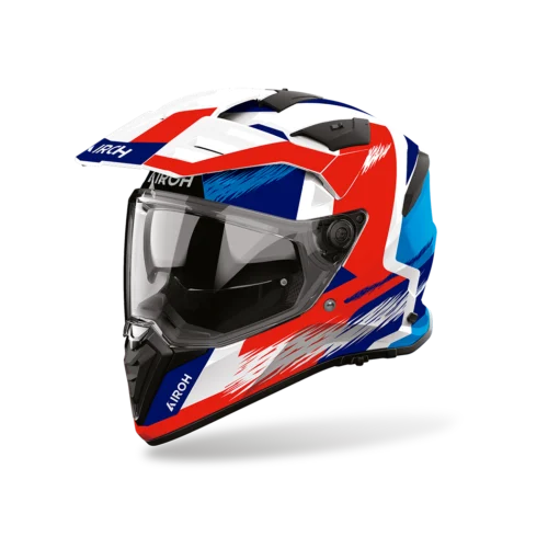 Casco Moto Adventure Airoh Badx-X Airspeed Blu/Rosso Lucido