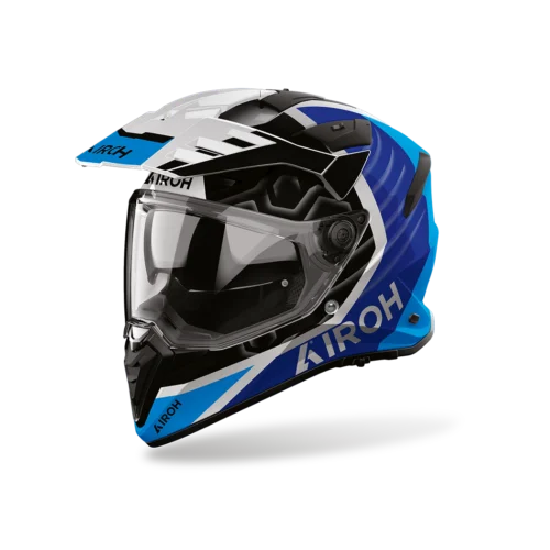 Casco Moto Adventure Airoh Badx-X Cube Blu Lucido