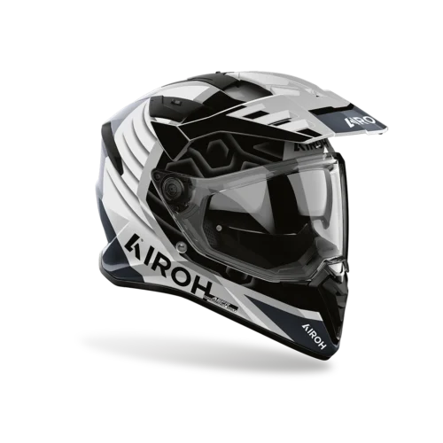 Casco Moto Adventure Airoh Badx-X Cube Grigio Lucido