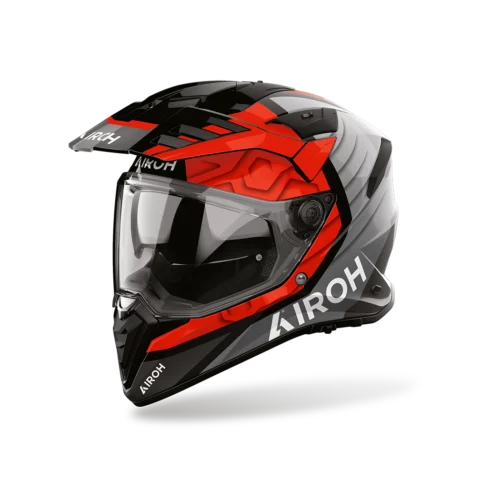 Casco Moto Adventure Airoh Badx-X Cube Rosso Lucido