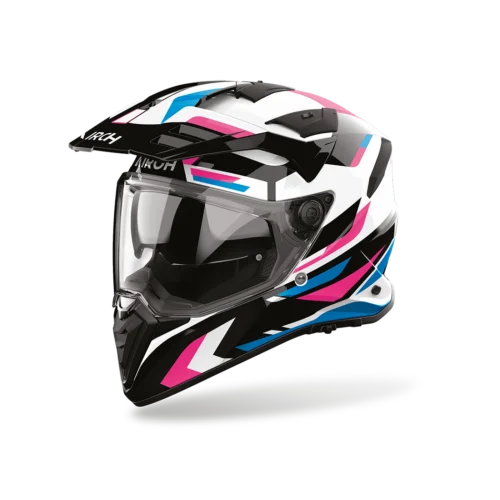 Casco Moto Adventure Airoh Badx-X Glitch Rosa Lucido