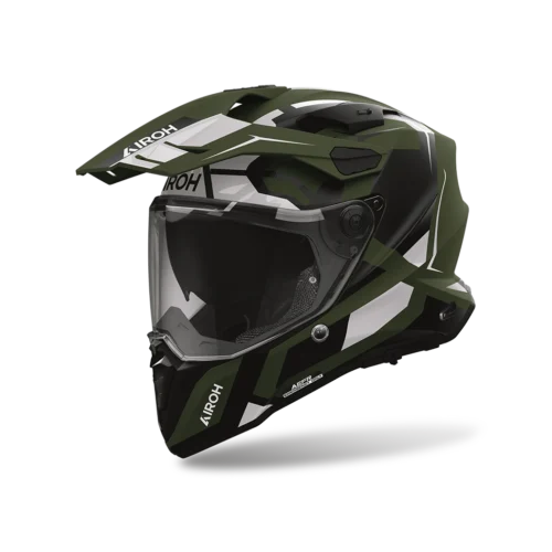 Casco Moto Adventure Airoh Commander 2 Polar Verde Militare Opaco