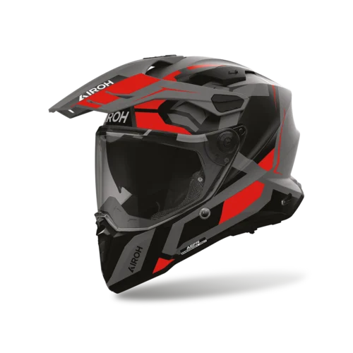 Casco Moto Adventure Airoh Commander 2 Polar Rosso Opaco