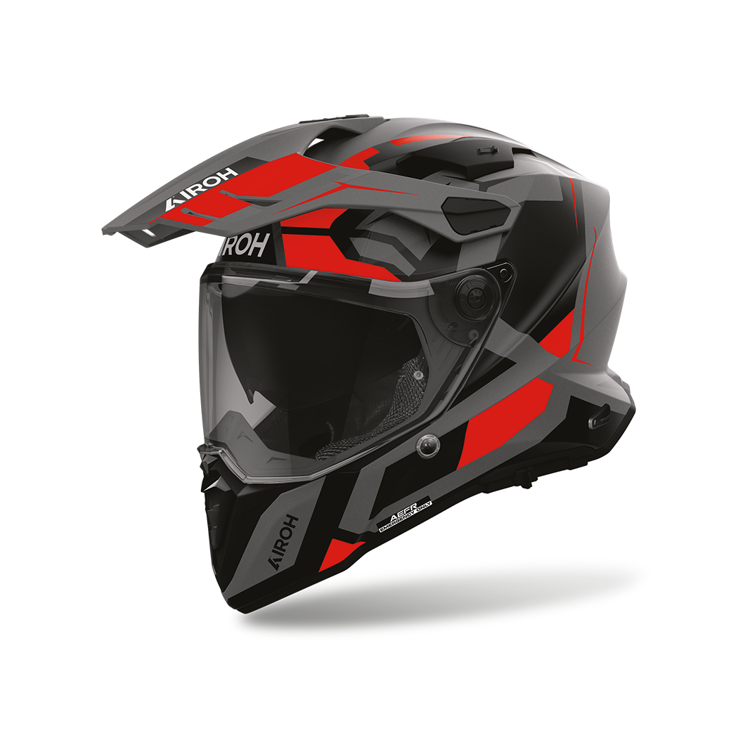 Casco Moto Adventure Airoh Commander 2 Polar Rosso Opaco