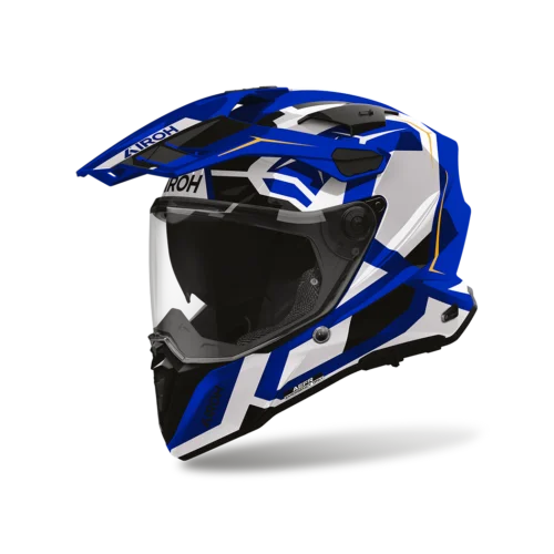 Casco Moto Adventure Airoh Commander 2 Polar Blu Lucido