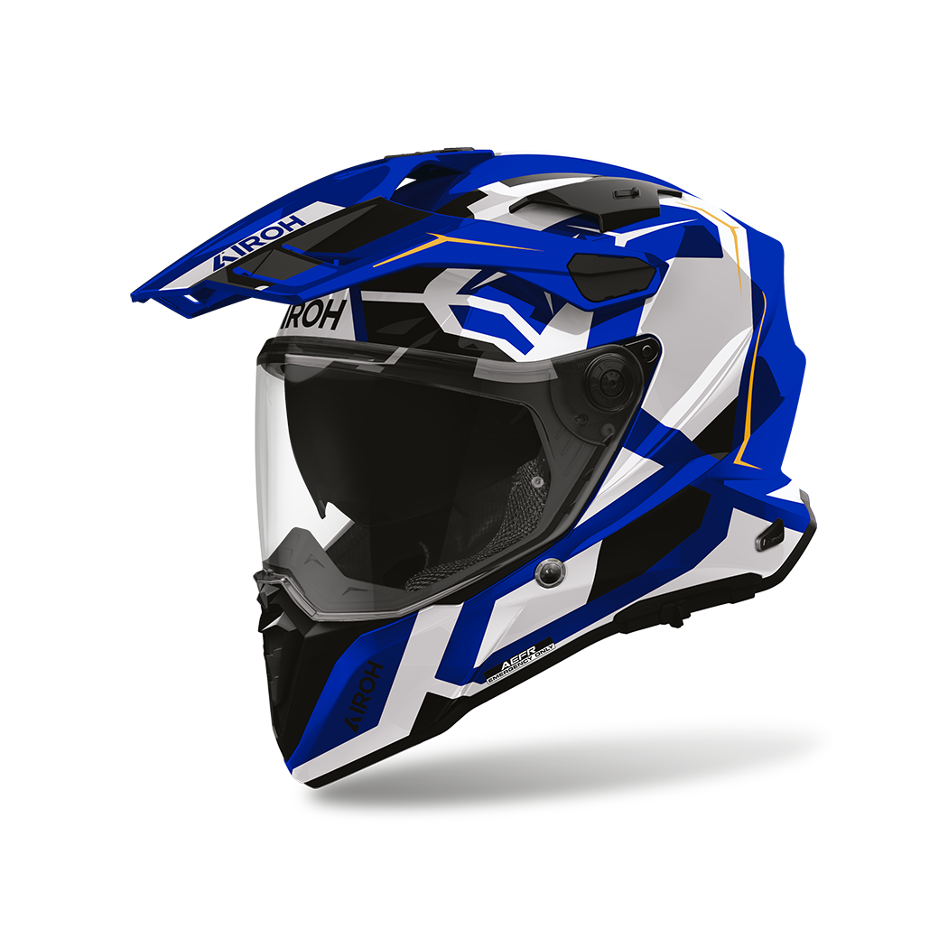 Casco Moto Adventure Airoh Commander 2 Polar Blu Lucido