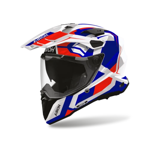 Casco Moto Adventure Airoh Commander 2 Polar Blu/Rosso Lucido