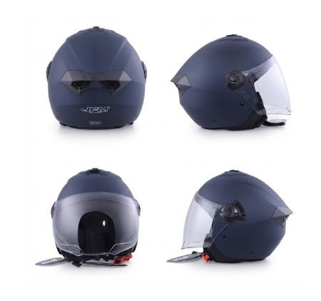 Casco Moto Scooter Demi Jet JFM 291 Doppia Visiera Blu Opaco