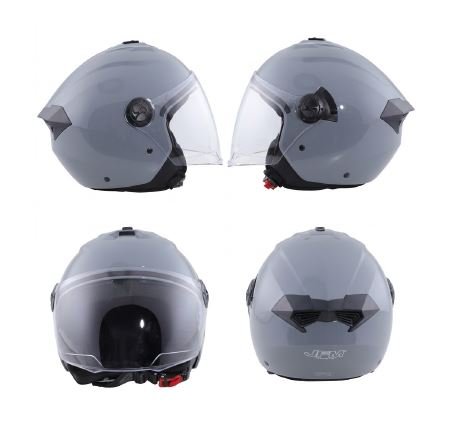 Casco Moto Scooter Demi Jet JFM 291 Doppia Visiera Grigio Lucido