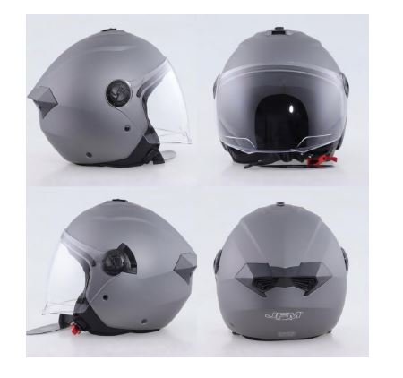 Casco Moto Scooter Demi Jet JFM 291 Doppia Visiera Antracite Opaco